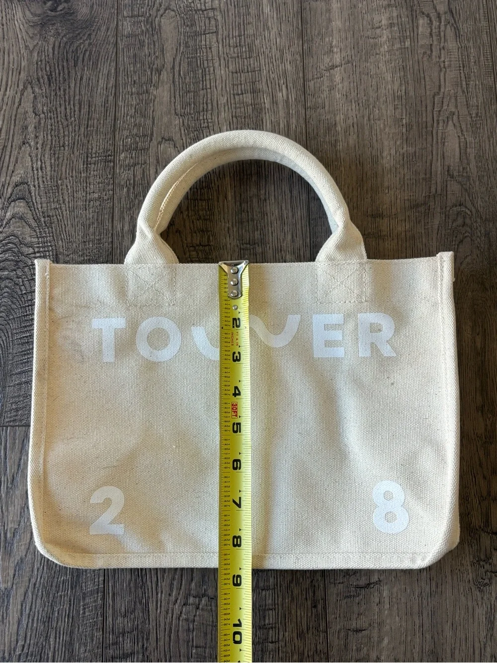 Tower 28 Cream Canvas Tote with White Logo